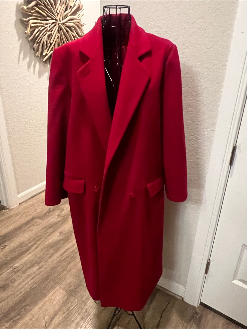 Women’s Double-Breasted Red Overcoat - Picture 6 of 13